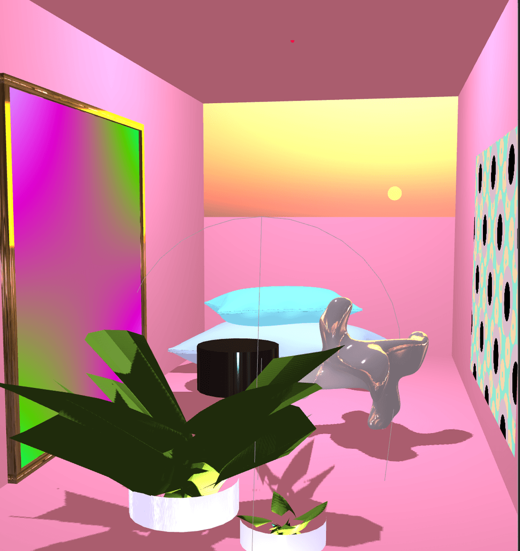Pink room with plants and pillows