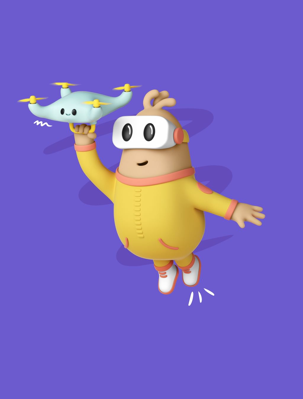 3D mascot flying